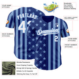Custom Royal White-Light Blue USA Flag Patriotic Split Stars and Stripes Authentic Baseball Jersey