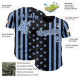 Custom Black Light Blue-White USA Flag Patriotic Split Stars and Stripes Authentic Baseball Jersey