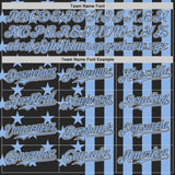 Custom Black Light Blue-White USA Flag Patriotic Split Stars and Stripes Authentic Baseball Jersey
