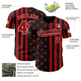 Custom Black Red-White USA Flag Patriotic Split Stars and Stripes Authentic Baseball Jersey