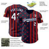 Custom Navy White-Red USA Flag Patriotic Split Stars and Stripes Authentic Baseball Jersey