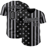 Custom Black-Gray USA Flag Patriotic Split Stars and Stripes Authentic Baseball Jersey