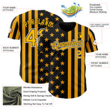 Custom Black Gold-White USA Flag Patriotic Split Stars and Stripes Authentic Baseball Jersey