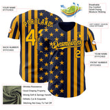 Custom Navy-Gold USA Flag Patriotic Split Stars and Stripes Authentic Baseball Jersey