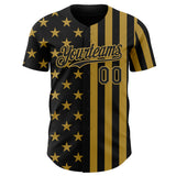 Custom Black-Old Gold USA Flag Patriotic Split Stars and Stripes Authentic Baseball Jersey