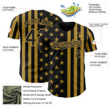 Custom Black-Old Gold USA Flag Patriotic Split Stars and Stripes Authentic Baseball Jersey