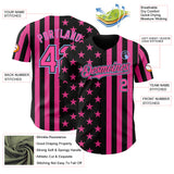 Custom Black Pink-Light Blue USA Flag Patriotic Split Stars and Stripes Authentic Baseball Jersey
