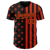 Custom Black-Orange USA Flag Patriotic Split Stars and Stripes Authentic Baseball Jersey