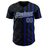 Custom Black Royal-White USA Flag Patriotic Split Stars and Stripes Authentic Baseball Jersey