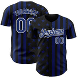 Custom Black Royal-White USA Flag Patriotic Split Stars and Stripes Authentic Baseball Jersey