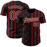 Custom Black Crimson-City Cream USA Flag Patriotic Split Stars and Stripes Authentic Baseball Jersey