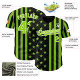 Custom Black Neon Green-White USA Flag Patriotic Split Stars and Stripes Authentic Baseball Jersey