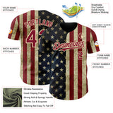 Custom Navy Crimson-City Cream Vintage USA Flag Patriotic Split Stars and Stripes Authentic Baseball Jersey