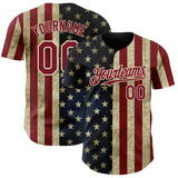 Custom Navy Crimson-City Cream Vintage USA Flag Patriotic Split Stars and Stripes Authentic Baseball Jersey