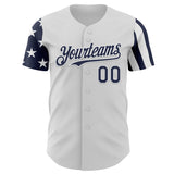 Custom White-Navy Two Tone USA Flag Sleeves Stars and Stripes Authentic Baseball Jersey