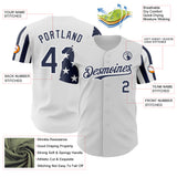 Custom White-Navy Two Tone USA Flag Sleeves Stars and Stripes Authentic Baseball Jersey