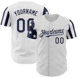 Custom White-Navy Two Tone USA Flag Sleeves Stars and Stripes Authentic Baseball Jersey