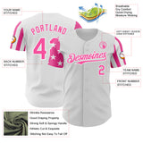 Custom White-Pink Two Tone USA Flag Sleeves Stars and Stripes Authentic Baseball Jersey