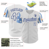 Custom White Light Blue-Royal Two Tone USA Flag Sleeves Stars and Stripes Authentic Baseball Jersey