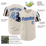 Custom Cream Light Blue-Navy Two Tone USA Flag Sleeves Stars and Stripes Authentic Baseball Jersey