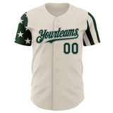 Custom Cream Green-Gray Two Tone USA Flag Sleeves Stars and Stripes Authentic Baseball Jersey