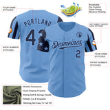 Custom Light Blue-Navy Two Tone USA Flag Sleeves Stars and Stripes Authentic Baseball Jersey