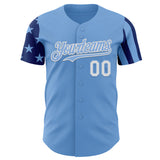 Custom Light Blue White-Royal Two Tone USA Flag Sleeves Stars and Stripes Authentic Baseball Jersey