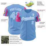 Custom Light Blue Pink-White Two Tone USA Flag Sleeves Stars and Stripes Authentic Baseball Jersey
