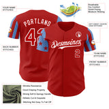 Custom Red Powder Blue-White Two Tone USA Flag Sleeves Stars and Stripes Authentic Baseball Jersey