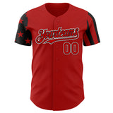 Custom Red Black-White Two Tone USA Flag Sleeves Stars and Stripes Authentic Baseball Jersey