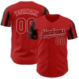 Custom Red Black-White Two Tone USA Flag Sleeves Stars and Stripes Authentic Baseball Jersey