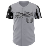 Custom Gray-Black Two Tone USA Flag Sleeves Stars and Stripes Authentic Baseball Jersey