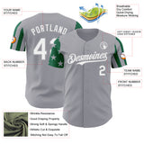 Custom Gray White-Kelly Green Two Tone USA Flag Sleeves Stars and Stripes Authentic Baseball Jersey