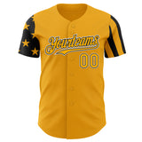 Custom Gold Black-White Two Tone USA Flag Sleeves Stars and Stripes Authentic Baseball Jersey