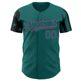 Custom Teal Black-Pink Two Tone USA Flag Sleeves Stars and Stripes Authentic Baseball Jersey
