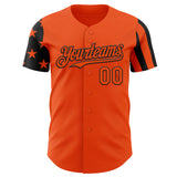 Custom Orange-Black Two Tone USA Flag Sleeves Stars and Stripes Authentic Baseball Jersey