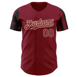 Custom Crimson Black-City Cream Two Tone USA Flag Sleeves Stars and Stripes Authentic Baseball Jersey