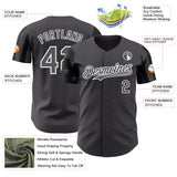 Custom Steel Gray Black-White Two Tone USA Flag Sleeves Stars and Stripes Authentic Baseball Jersey