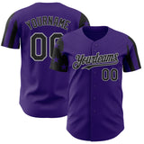 Custom Purple Black-Gray Two Tone USA Flag Sleeves Stars and Stripes Authentic Baseball Jersey