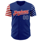 Custom Royal Red-White Two Tone USA Flag Sleeves Stars and Stripes Authentic Baseball Jersey