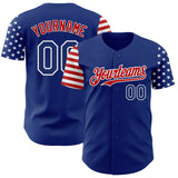 Custom Royal Red-White Two Tone USA Flag Sleeves Stars and Stripes Authentic Baseball Jersey