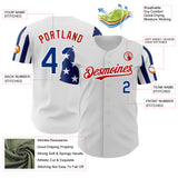 Custom White Royal-Red Two Tone USA Flag Sleeves Stars and Stripes Authentic Baseball Jersey
