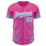 Custom Light Pink Black-White Ice Cream Waffle Foodie Dessert Authentic Baseball Jersey