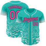 Custom Light Pink Kelly Green-White Ice Cream Waffle Foodie Dessert Authentic Baseball Jersey