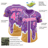 Custom Medium Purple Pink-White Ice Cream Waffle Foodie Dessert Authentic Baseball Jersey