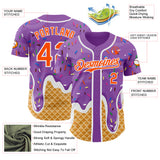 Custom Medium Purple Orange-White Ice Cream Waffle Foodie Dessert Authentic Baseball Jersey