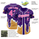 Custom Purple Pink-White Ice Cream Waffle Foodie Dessert Authentic Baseball Jersey