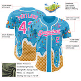 Custom Sky Blue Pink-White Ice Cream Waffle Foodie Dessert Authentic Baseball Jersey