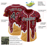 Custom Crimson Black-White Ice Cream Waffle Foodie Dessert Authentic Baseball Jersey