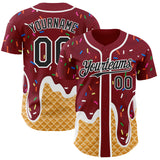 Custom Crimson Black-White Ice Cream Waffle Foodie Dessert Authentic Baseball Jersey